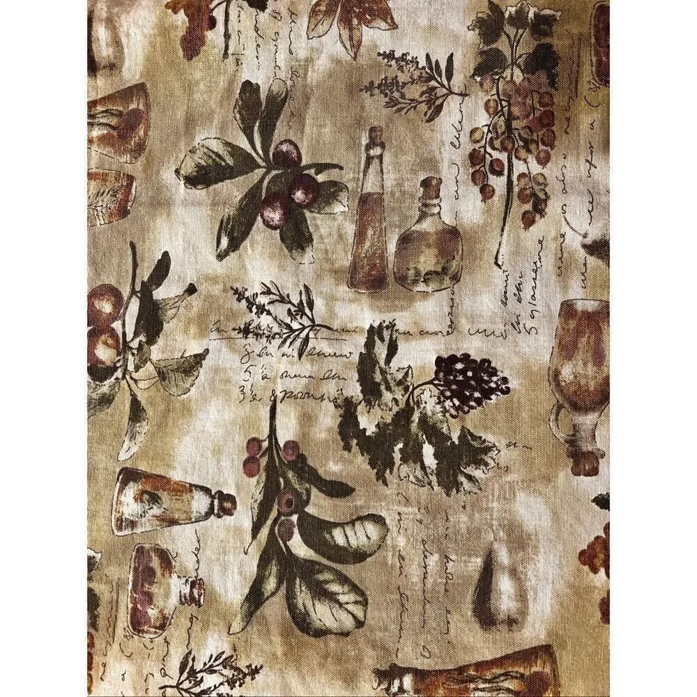 Tuscan Tablecloth Rectangular Grapes Herbs Italy Mediterranean Festive 48”x48”